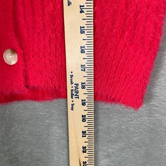 Jessica Simpson Cardigan Women's Medium Hot Pink Fuzzy Barbiecore Artsy Kawaii - Picture 9 of 10